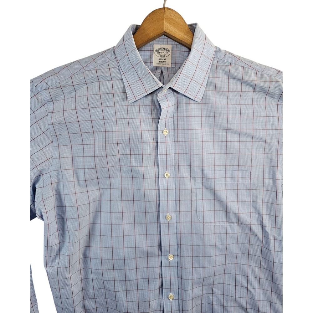 Brooks Brothers Regent 1818 16 1/2 4/5 Blue & Red Pin Stripes Shirt Size Large